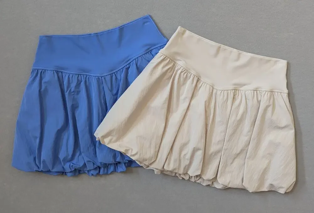 Lot of 2 OFFLINE by Aerie Real Me Bubble Skorts Size Large Laundry Blue Cream